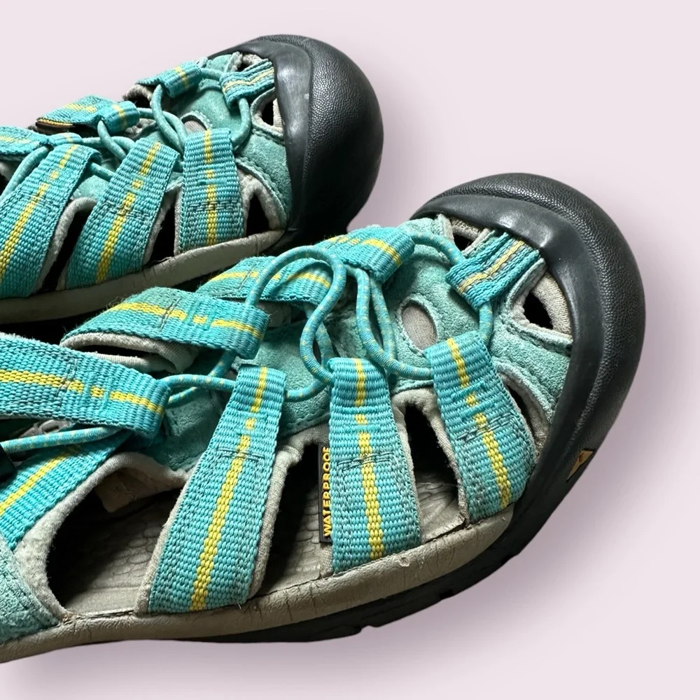 Women’s Keen Waterproof Hiking Sandals Turquoise And Yellow Size 6.5 - Picture 4 of 11